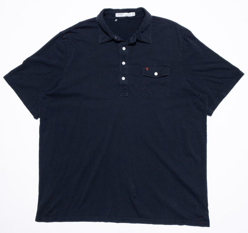 Criquet Polo XXL Men's Shirt Solid Black Pocket Logo Short Sleeve 2XL