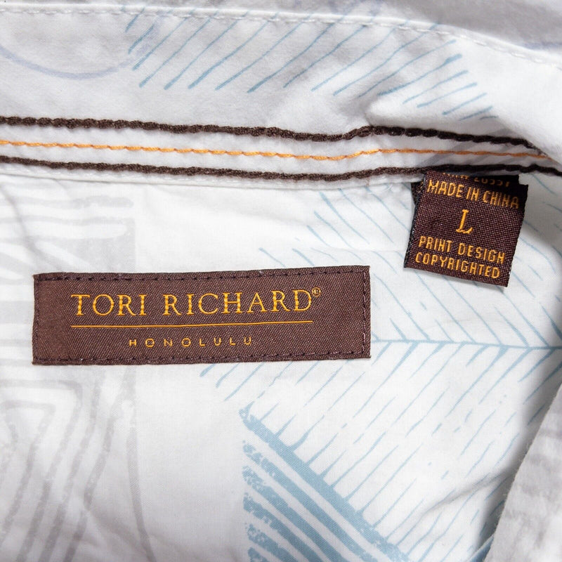 Tori Richard Shirt Men's Large Geometric Embroidered Long Sleeve Button-Front