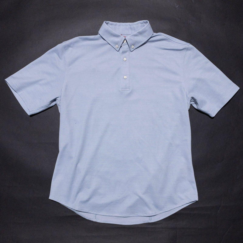 Western Rise Merino Wool Polo Shirt Men's Large Light Blue Button-Down