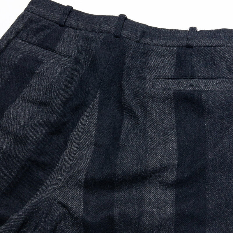 Yves Saint Laurent Wool Pants Mens 31 Vintage 80s Black Gray Striped Dress Pants