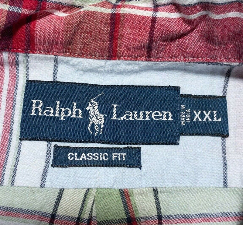 Polo Ralph Lauren Classic Fit XXL Shirt Mens Red Plaid Short Sleeve Button-Down