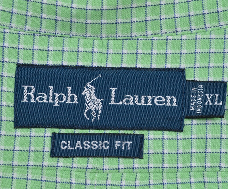 Polo Ralph Lauren Men's XL Classic Fit Green Plaid Check Button-Down Shirt