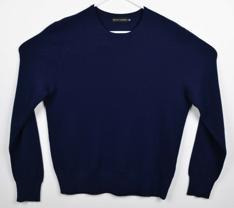 Ralph Lauren Black Label Men's XL 100% Merino Wool Dark Navy Blue Sweater
