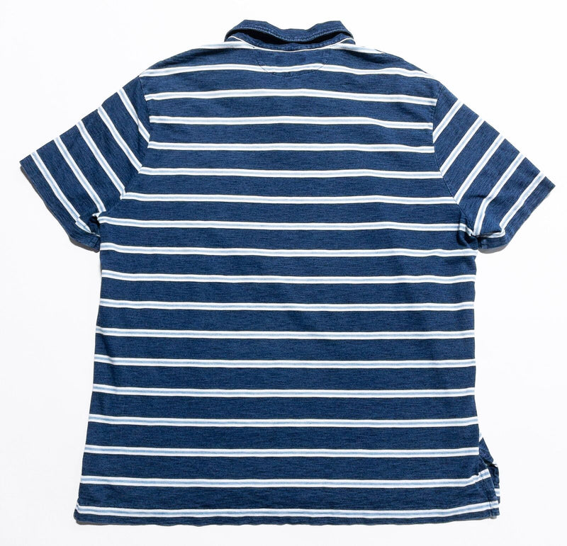 Polo Ralph Lauren Indigo Polo Shirt Men's XL Blue Striped Pocket Preppy Nautical