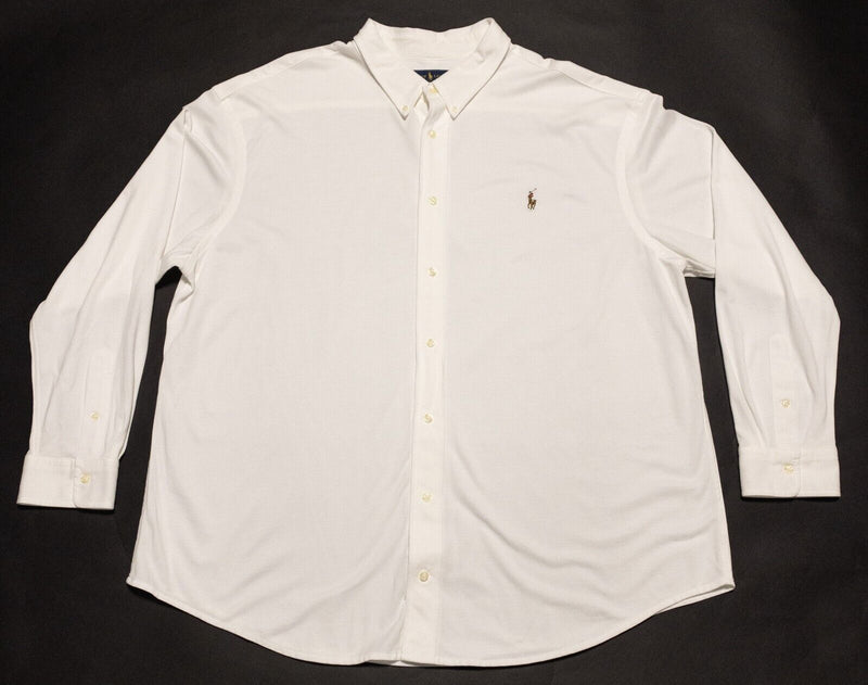 Polo Ralph Lauren Shirt Mens 3XB Long Sleeve Knit Oxford White Big & Tall Button