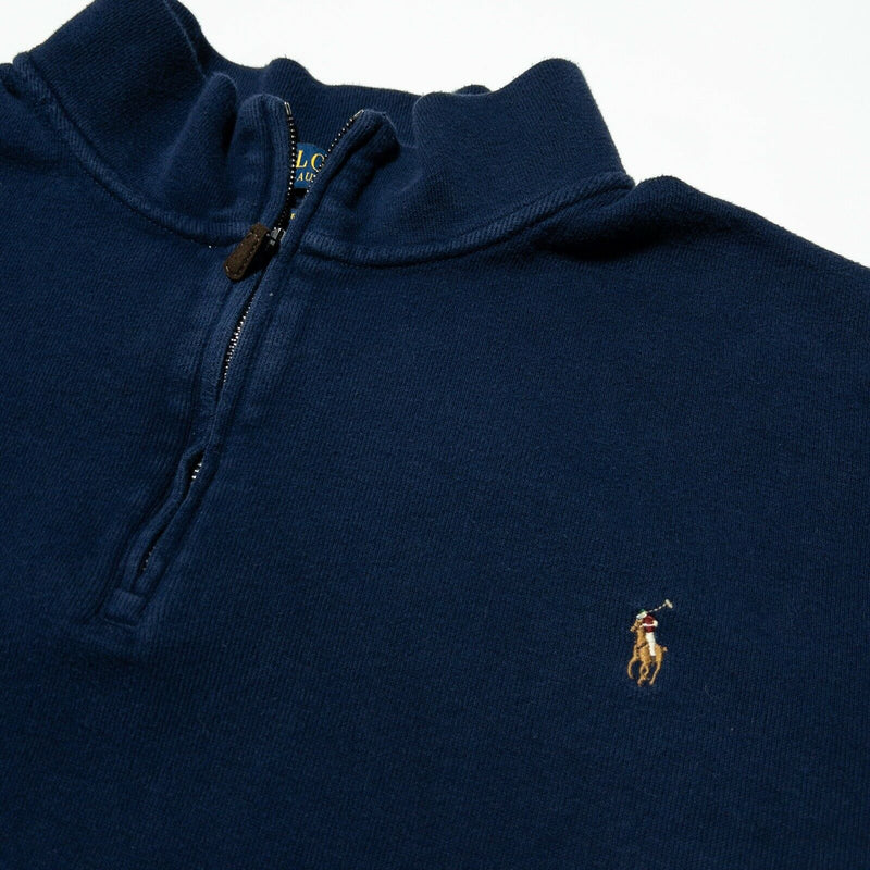 Polo Ralph Lauren Estate Rib 1/4 Zip Sweatshirt Navy Blue Men's 5XB (5XL Big)