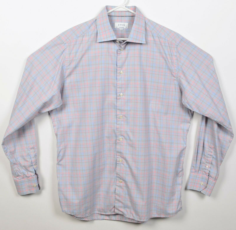 ETON Contemporary Men's 17.5/44 (XL) Multi-Color Pink Blue Check Dress Shirt