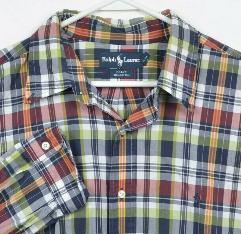 Polo Ralph Lauren Men's 2XL Multi-Color Navy Plaid "Blake" Button-Front Shirt