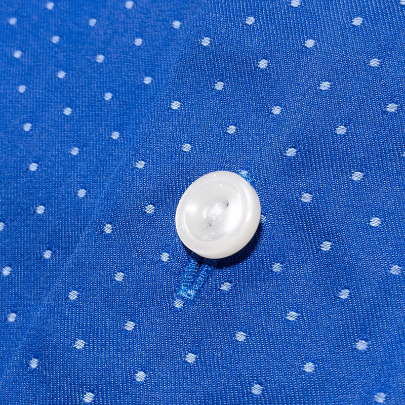 Eton Polka Dot Shirt Men's 17/43 (XL) Contemporary Blue Long Sleeve Dress Shirt