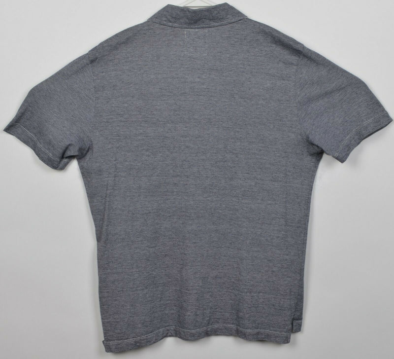 Billy Reid Men's Large Navy Blue Micro-Striped Short Sleeve Pocket Polo Shirt