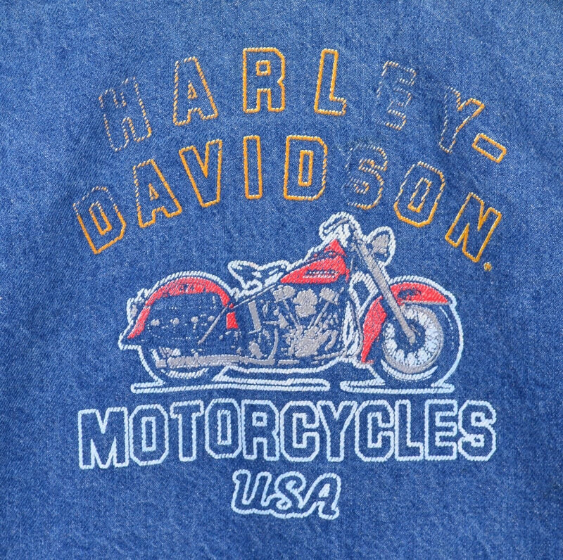 Vtg Harley Davidson Youth Sz 14 Denim Motorcycle Trucker Jean Jacket USA