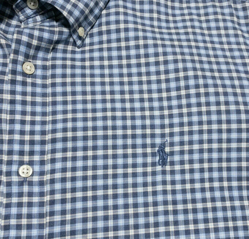 Polo Ralph Lauren Men's Blue Gray Check Button-Down Shirt Casual Men's XL