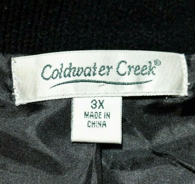 Coldwater Creek Women's 3X Wool Lined Sweater Jacket Snap Black Hat Gloves Set