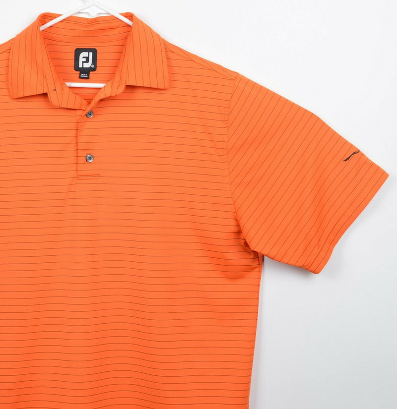 FootJoy Men's Sz Medium Orange Striped FJ Performance Golf Polo Shirt