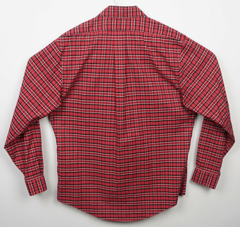 Brooks Brothers Men's Large Red Plaid Sheep Logo Non-Iron Button-Down Shirt