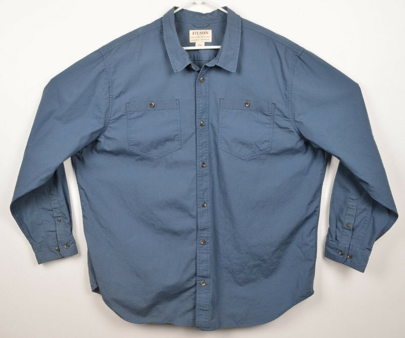 CC Filson Men's 3XL Solid Petrol Blue Long Sleeve Button-Front Shirt