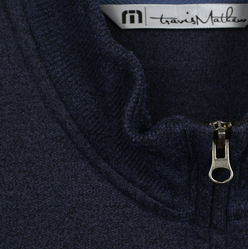 Travis Mathew Men's Large 1/4 Zip Navy Blue Pullover Golf Fleece Sweatshirt
