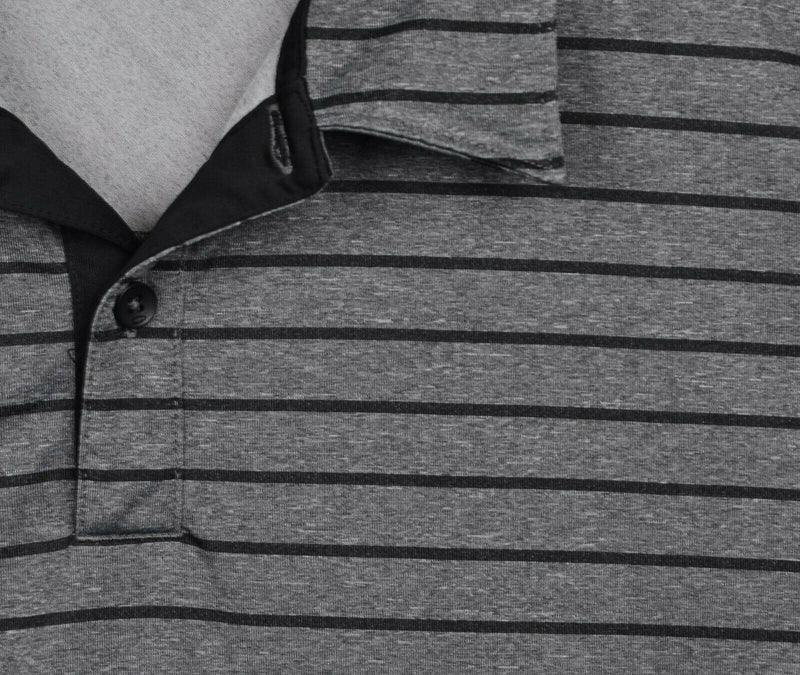 Oakley Men's Sz 2XL Gray Black Striped Golf Polo Shirt