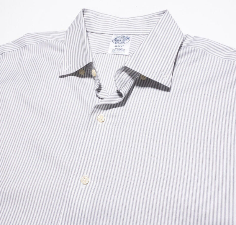 Brooks Brothers Dress Shirt Men's 16.5-33 Regent Gray Striped Non-Iron Business