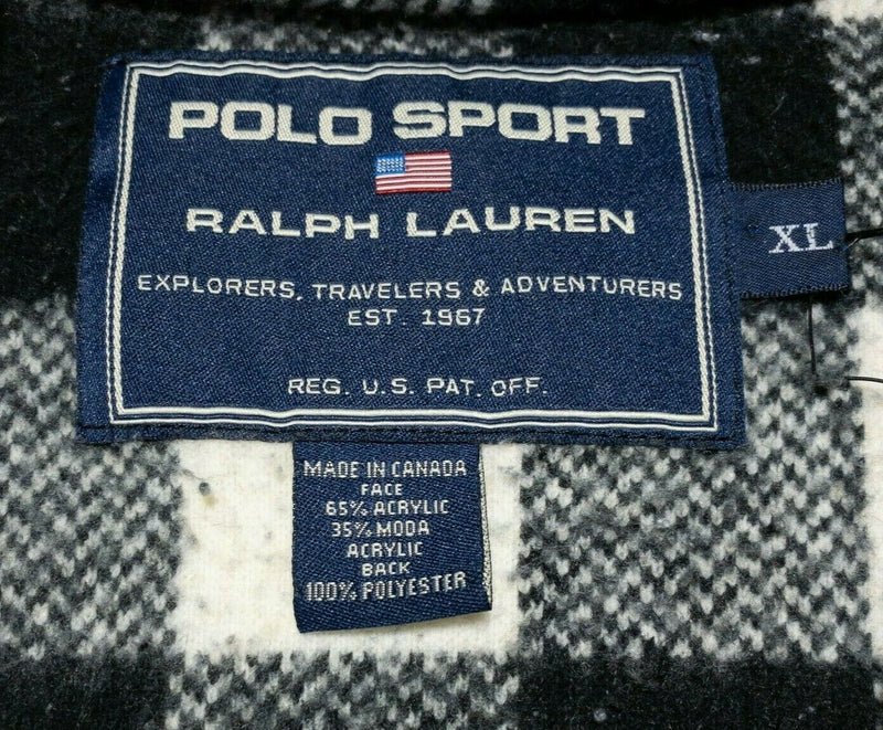 Polo Sport Ralph Lauren Fleece Buffalo Plaid Vintage 90s 1/4 Zip Jacket Men's XL