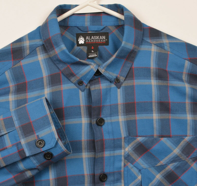 Alaskan HardGear Men's Large Polyester Wool Blend Blue Plaid Flannel Shirt