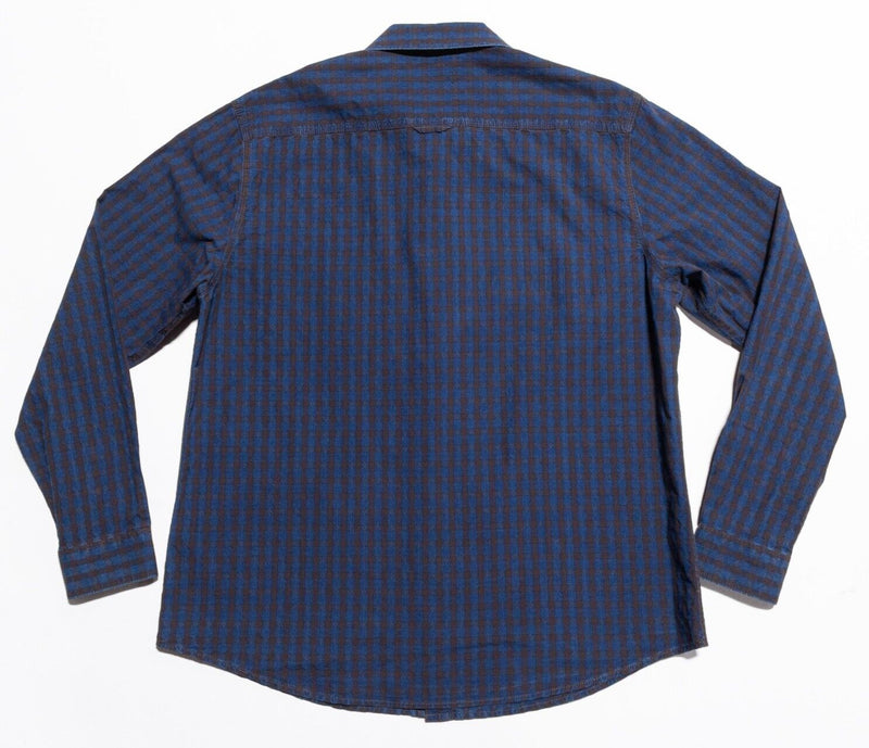 Carbon 2 Cobalt Shirt Men's Large Blue Check Corduroy Accent Long Sleeve Button