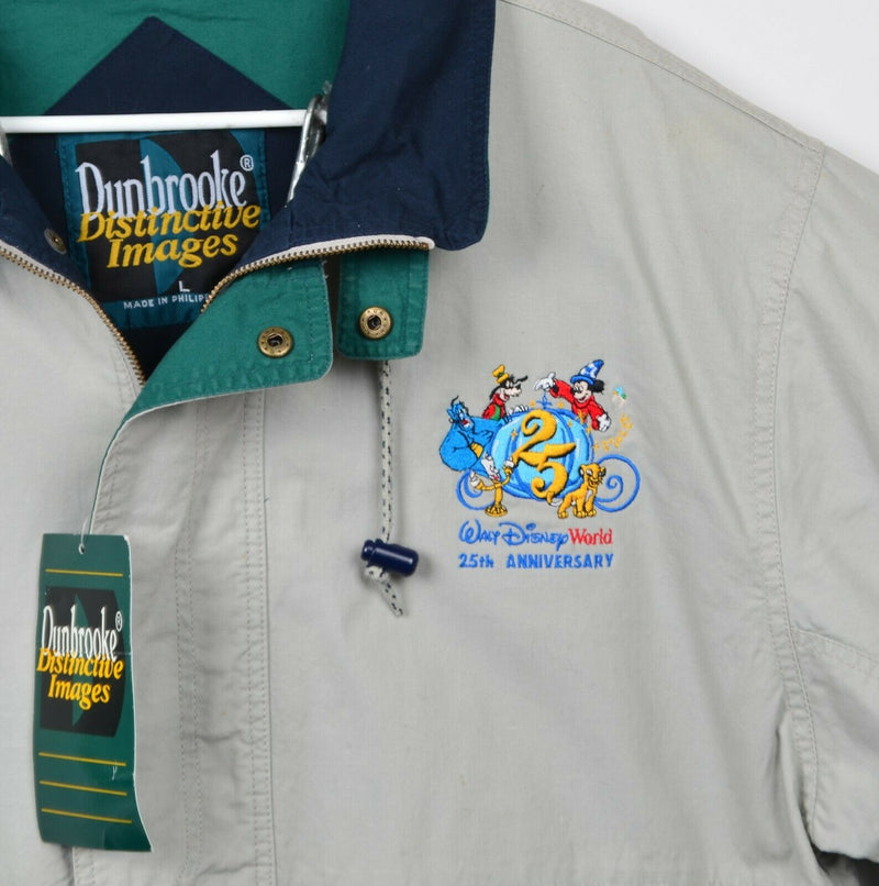 Vtg Walt Disney World 25th Anniversary Men's Sz Large Dunbrooke STAINED Jacket