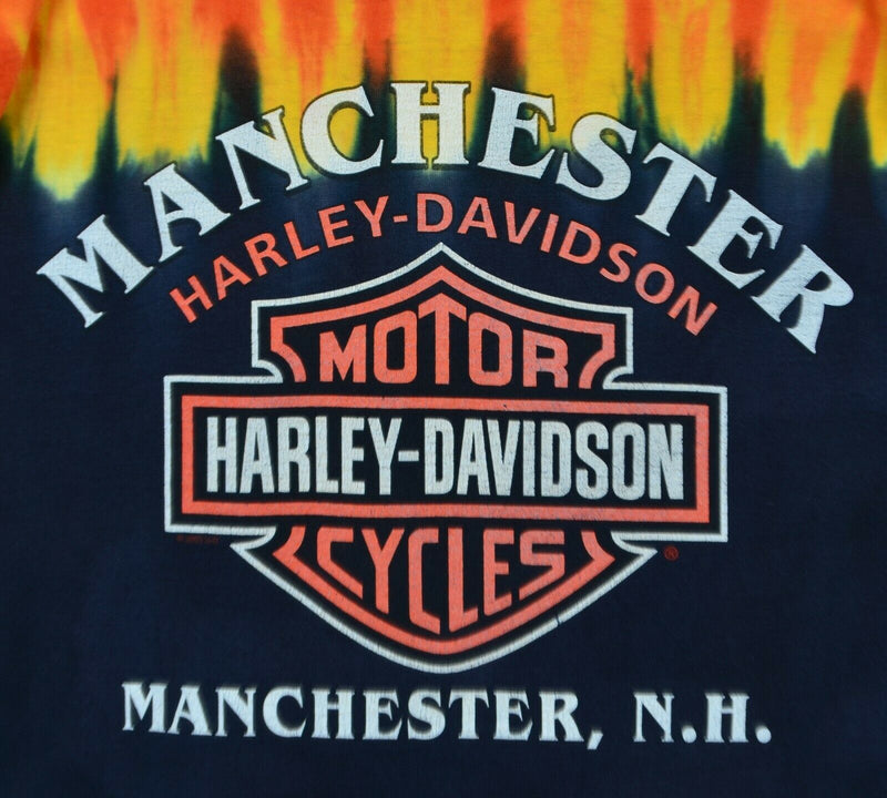 Vintage Harley-Davidson Men's Sz Large Tie Dye Flames Orange Long Sleeve T-Shirt