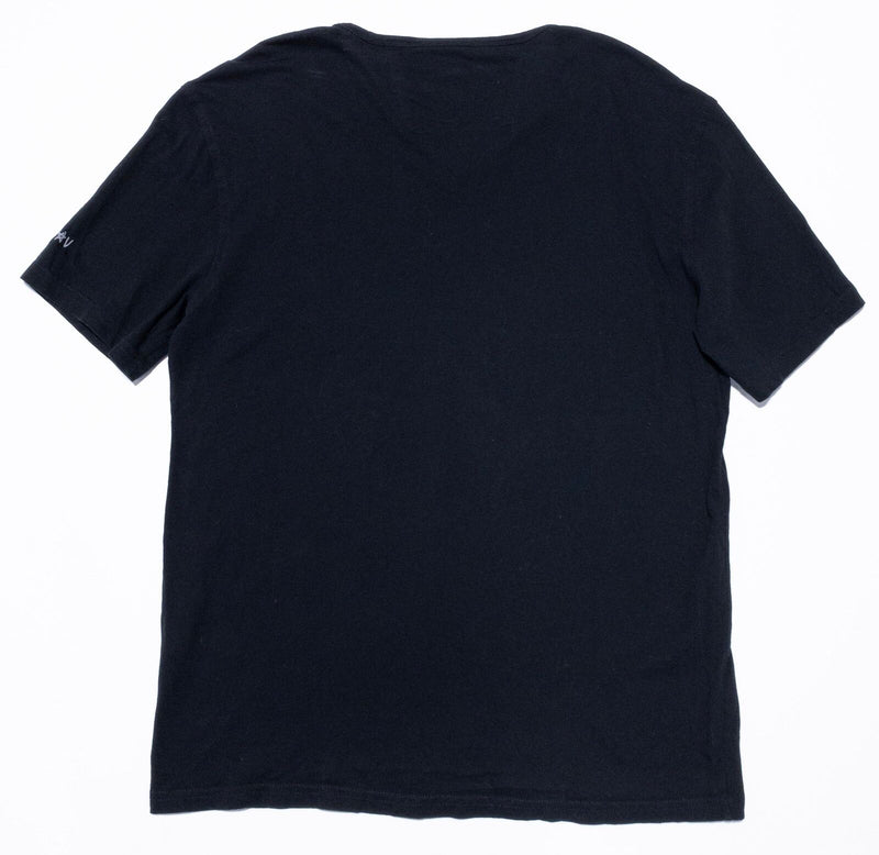John Varvatos Peace Sign T-Shirt Men's Medium V-Neck Solid Black Graphic USA