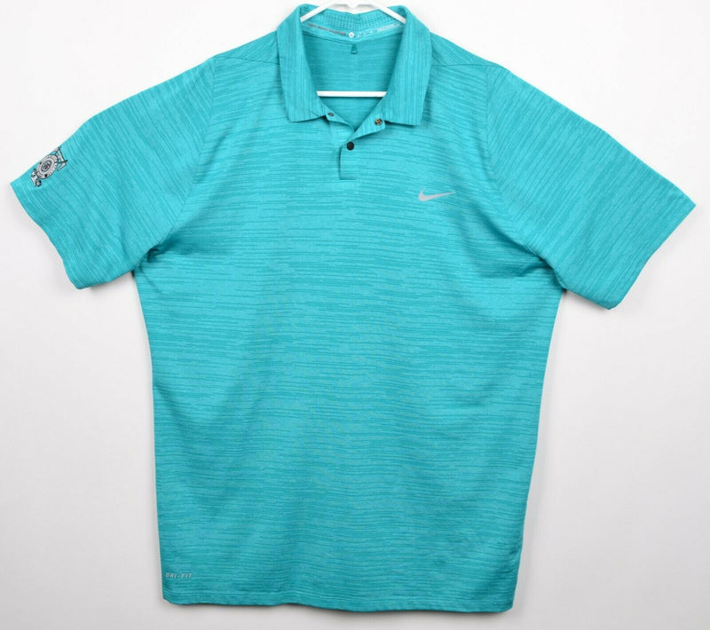 Tiger Woods Collection Men's XL Nike Snap Blue/Green Vented Golf Polo Shirt