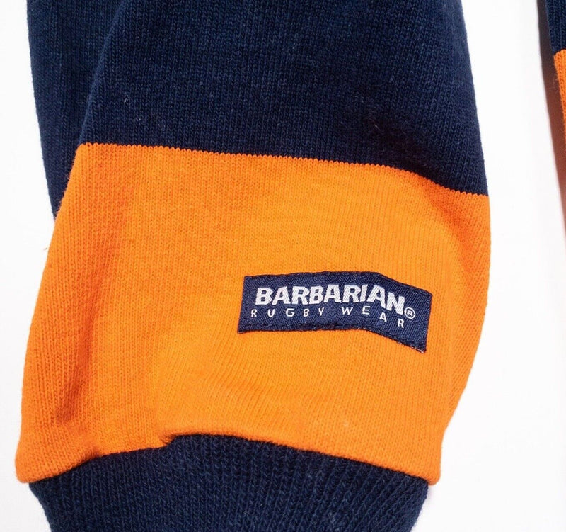 Barbarian Rugby Shirt Small Men's Long Sleeve Orange Navy Blue Striped Vintage