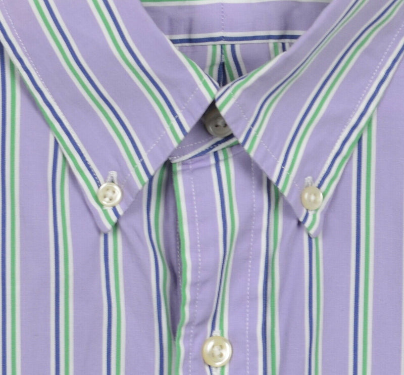 Polo Ralph Lauren Men's 2XL Purple Striped Pony Long Sleeve Button-Down Shirt