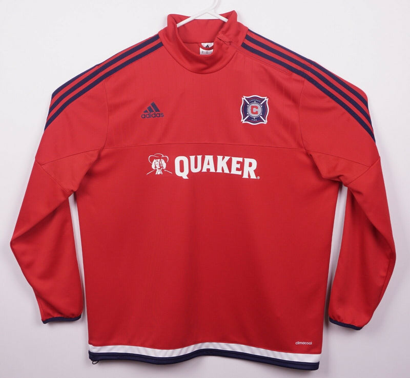 Chicago Fire Men's XL Adidas Climacool Red Collar Zip Pullover Soccer MLS Jacket