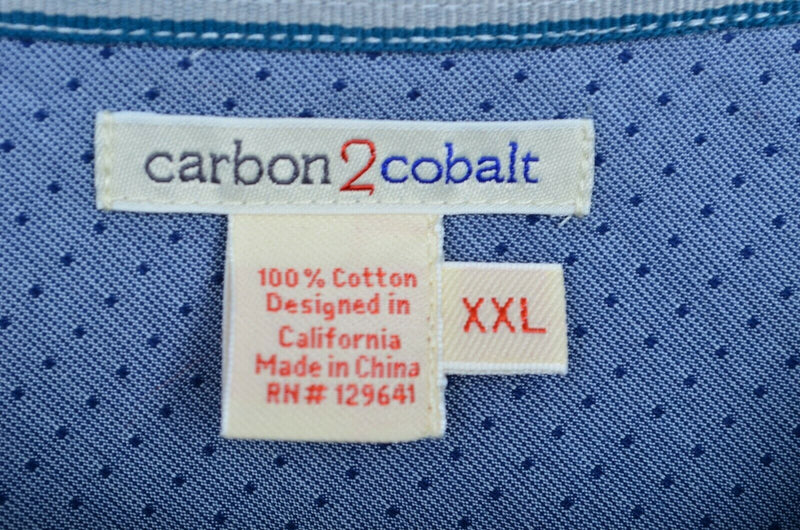 Carbon 2 Cobalt Men's 2XL Blue Polka Dot Long Sleeve Button-Front Shirt