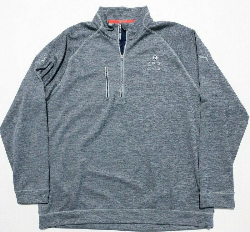 Puma Men's 2XL Zurich Classic PGA Tour Gray/Blue PWR Warm 1/4 Zip Golf Jacket