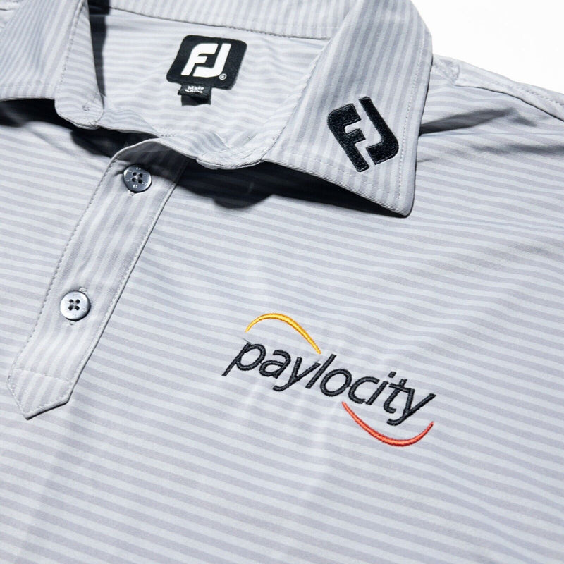 FootJoy Tour Issue Polo XL Men's Golf Shirt Gray Striped Paylocity Logo Collar