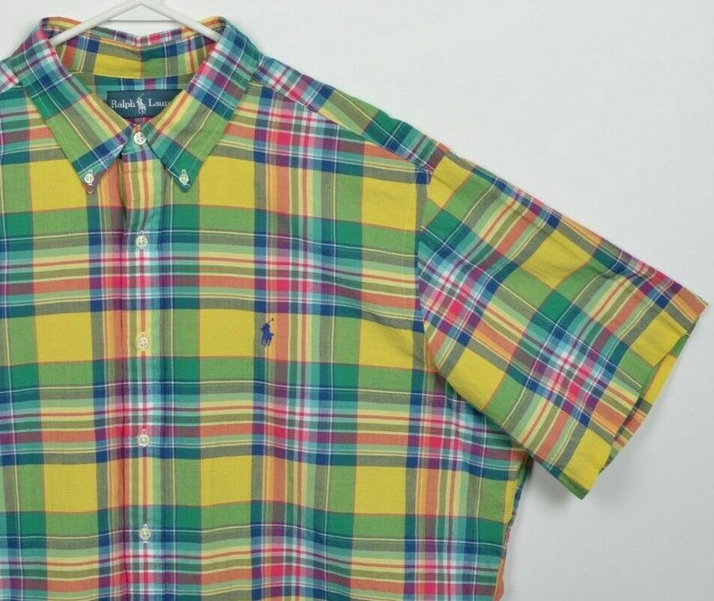 Polo Ralph Lauren Men's 2XL Indian Madras Colorful Pony Button-Down Shirt