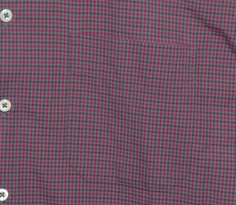 Billy Reid Men's Large Standard Cut Fuchsia Pink Purple Check Button-Front Shirt