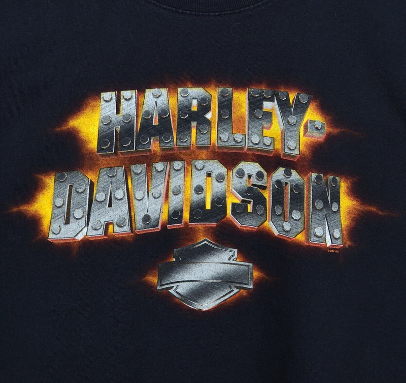 Vintage Y2K Harley-Davidson Men's Medium? Flames Logo Metal Long Sleeve T-Shirt