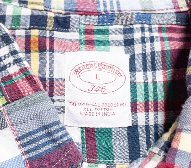 Brooks Brothers Patchwork Shirt Men's Colorful Plaid Madras Button-Down Preppy