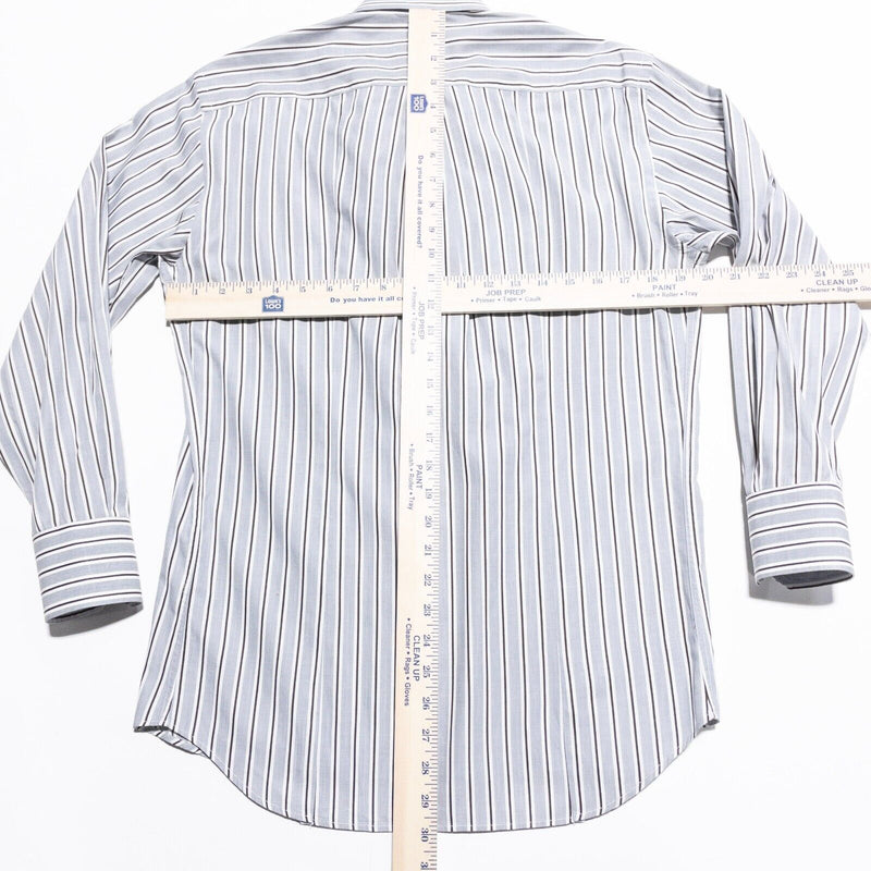 Canali Dress Shirt Men's 15/38 Striped Button-Down Gray Italy Designer