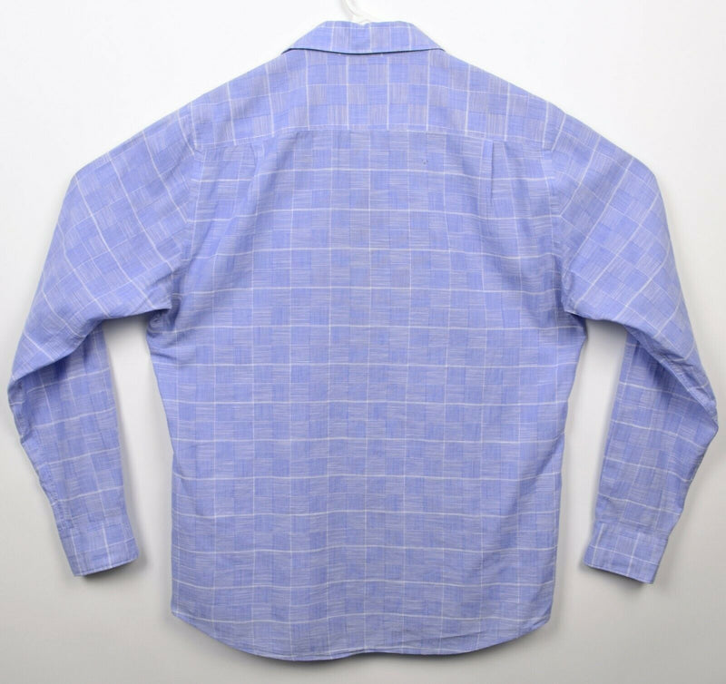 Rodd & Gunn Men's Medium Sports Fit Blue Check Woven in Italy Button-Front Shirt