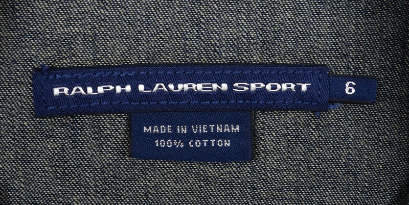 Ralph Lauren Sport Women's 6 Pearl Snap Denim Blue Western Rockabilly Shirt