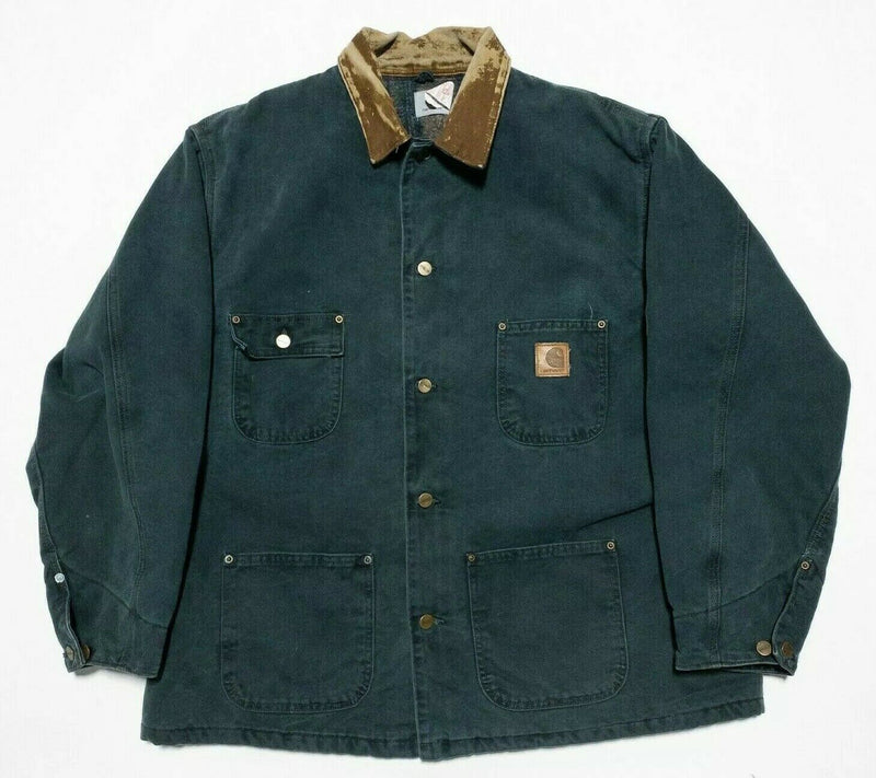 Carhartt Men's XL Blanket Lined Green Vintage 90s Chore Field Coat CB0443 Jacket