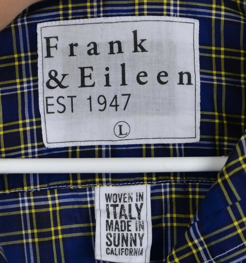 Frank & Eileen Women's Sz Large Blue Yellow Plaid Long Sleeve Shirt