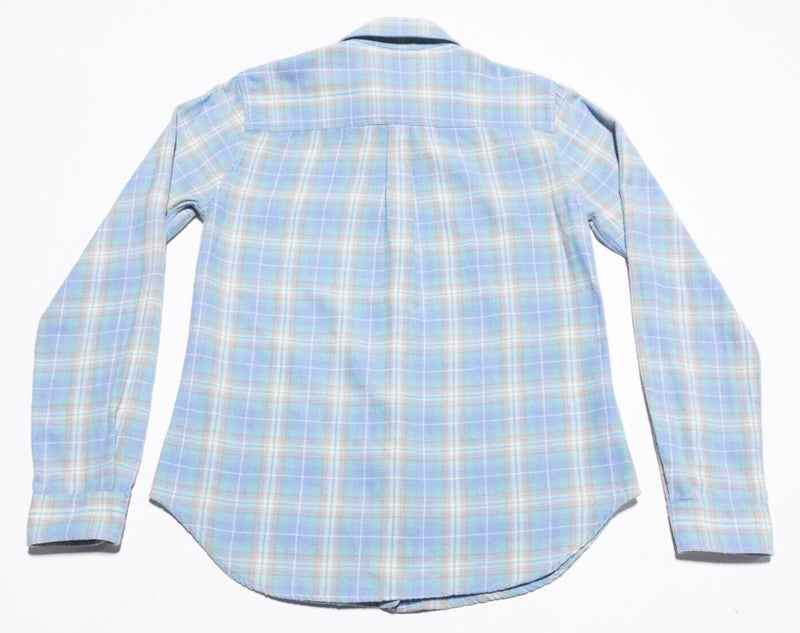 Faherty Shirt Women's XS Button-Up Long Sleeve Blue Plaid Organic Cotton