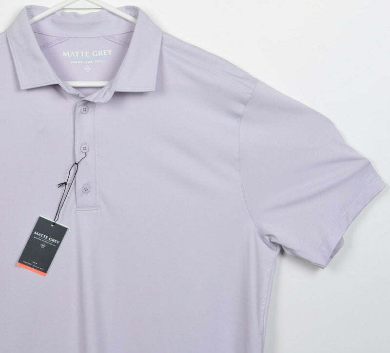 Matte Grey Men's Large Lavender Light Purple Solid Wicking Golf Polo Shirt