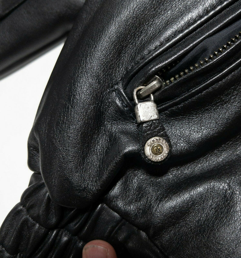 Harley-Davidson Men's Medium 100th Anniversary Black Leather Bomber Biker Jacket