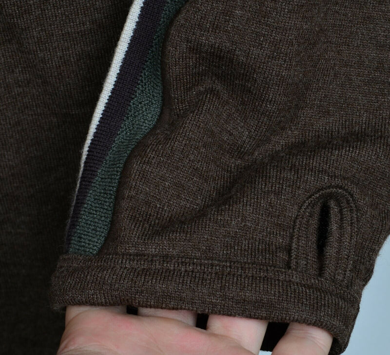 Icebreaker Sport 320 Men's Large Merino Wool Half Zip Brown Heavy Sweater Jacket