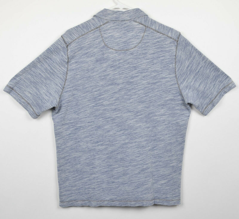 Carbon 2 Cobalt Men's Medium Heather Blue/Gray Exposed Stitch Polo Shirt